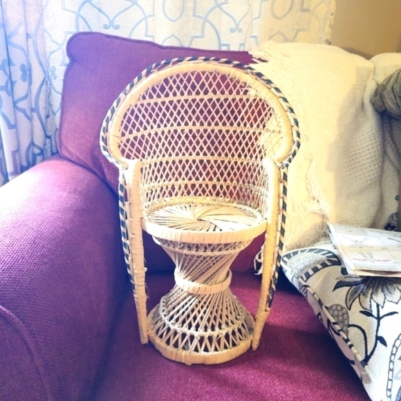 Wicker Planter or Doll Chair - Light Tan - 16" Tall - Picture 1 of 6